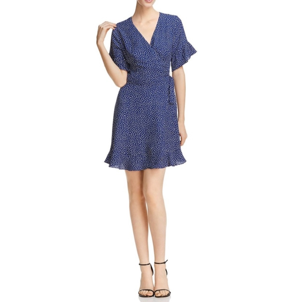 Aqua polka dot wrap dress